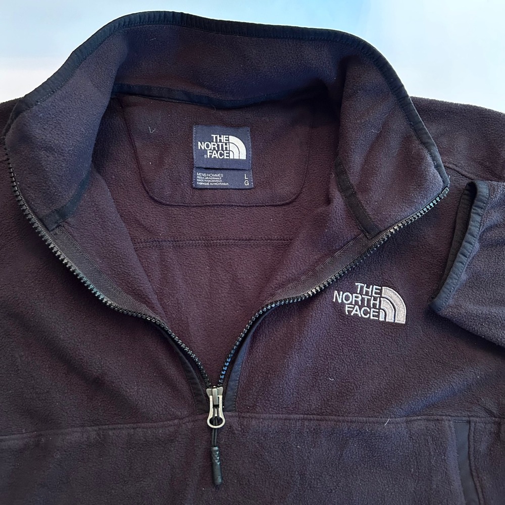 The North Face Mens Fleece Pullover Jacket Sweater Size L Black 1/4 Zip